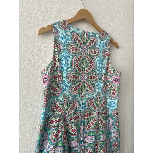 London Style Collection Size 10 Sleeveless Knee Length Blue Pink Dress Sheath - Picture 5 of 8